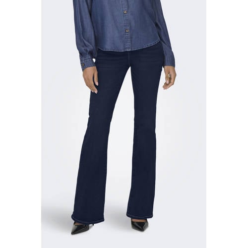 ONLY high waist flared jeans dark blue denim afbeelding