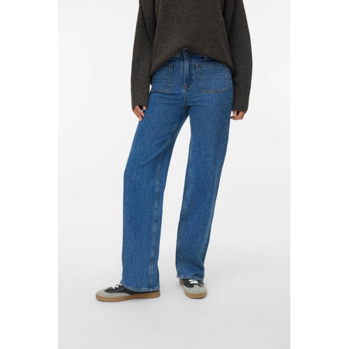 VERO MODA high waist wide leg jeans medium blue denim afbeelding