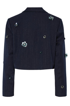 cropped blazer met pailletten donkerblauw