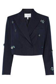 thumbnail: YAS cropped blazer met pailletten donkerblauw