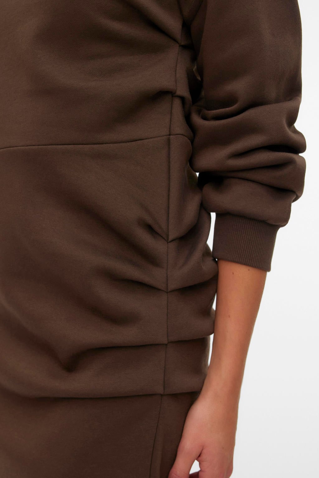 Donkerblauwe dames VERO MODA sweatjurk met effen, lange mouwen en ronde hals