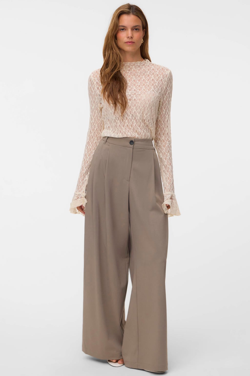 VERO MODA x Wehkamp kanten top - ecru