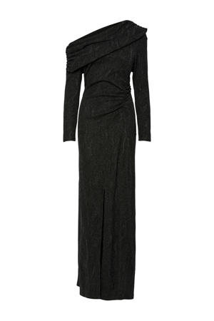 one shoulder jurk met lurex zwart