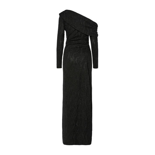 Y.A.S one shoulder jurk met lurex zwart afbeelding