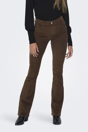 corduroy flared regular waist flared broek donkerbruin