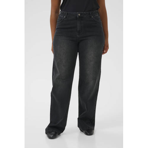 Kaffe Curve high waist flared jeans black denim afbeelding