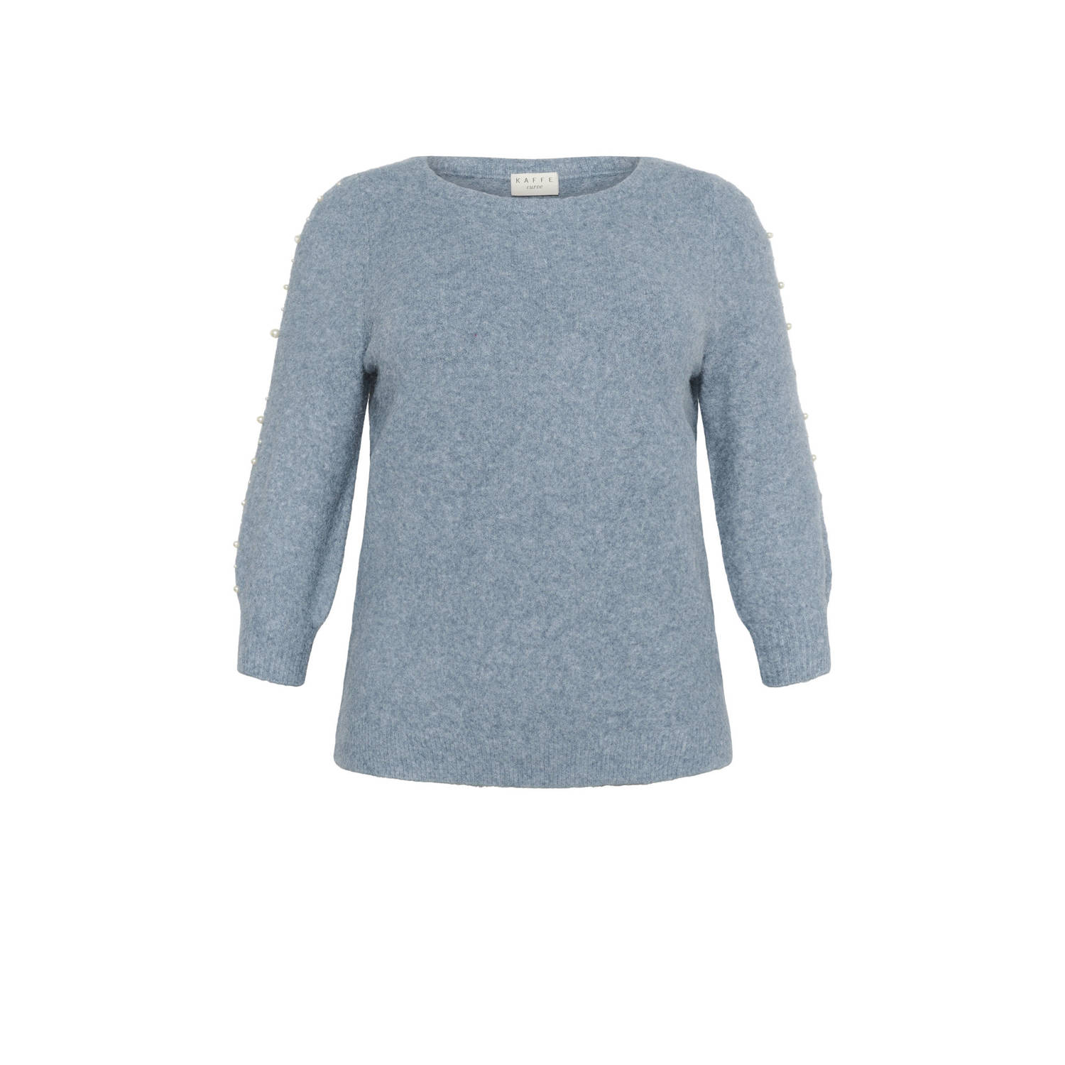Kaffe Curve top blauw met parels