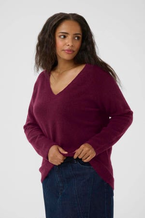 pullover met wol donkerrood
