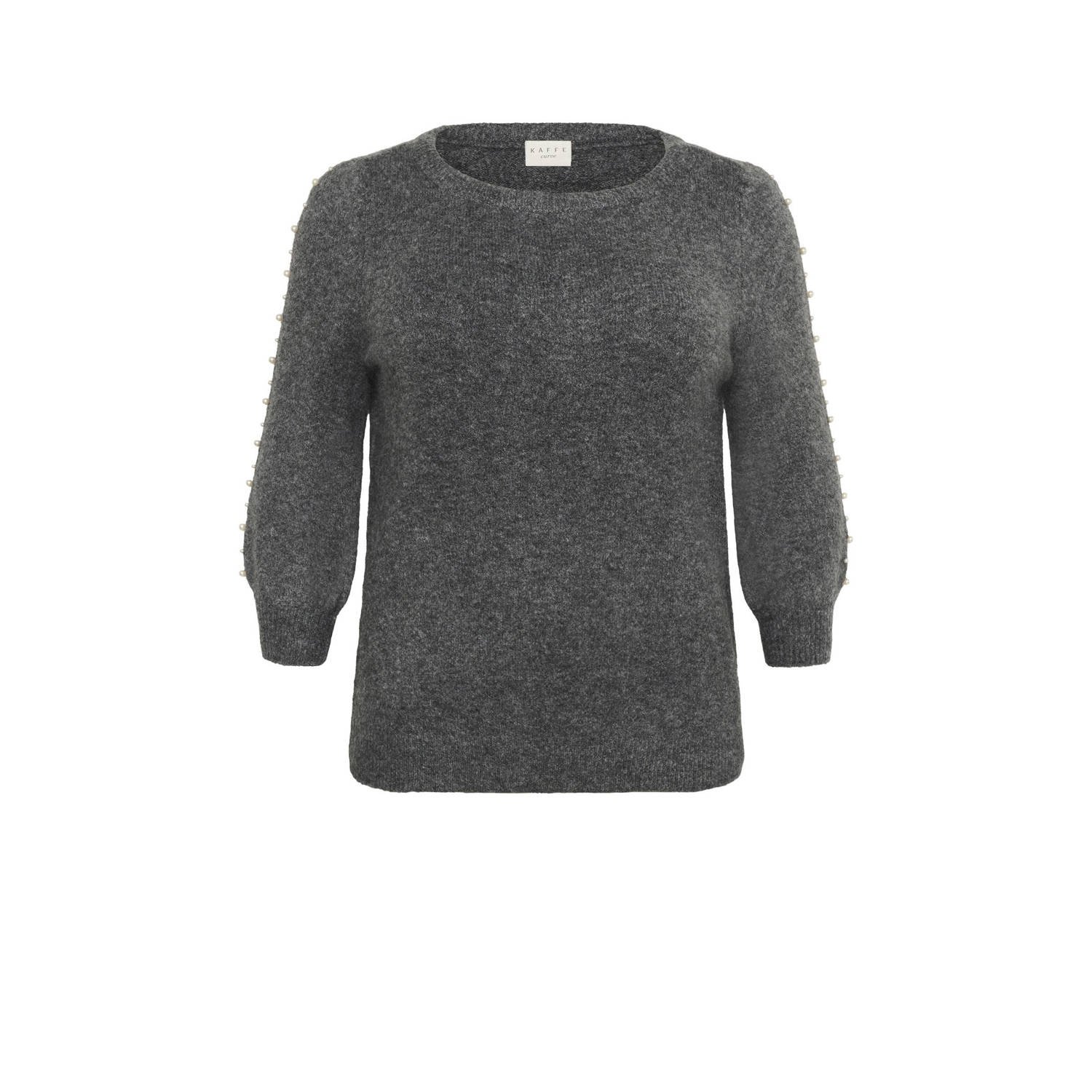 Kaffe Curve top grijs met parels
