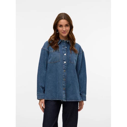 VERO MODA denim blouse medium blue denim afbeelding
