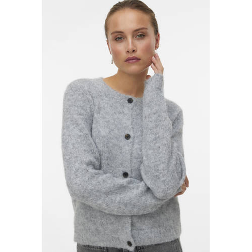 VERO MODA wollen gebreid vest grijs melange afbeelding