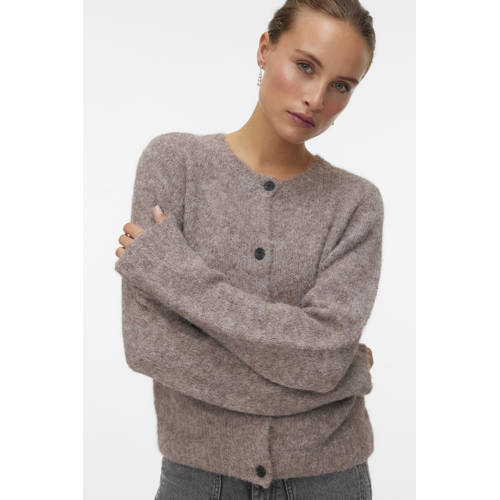 VERO MODA wollen gebreid vest lichtbruin afbeelding