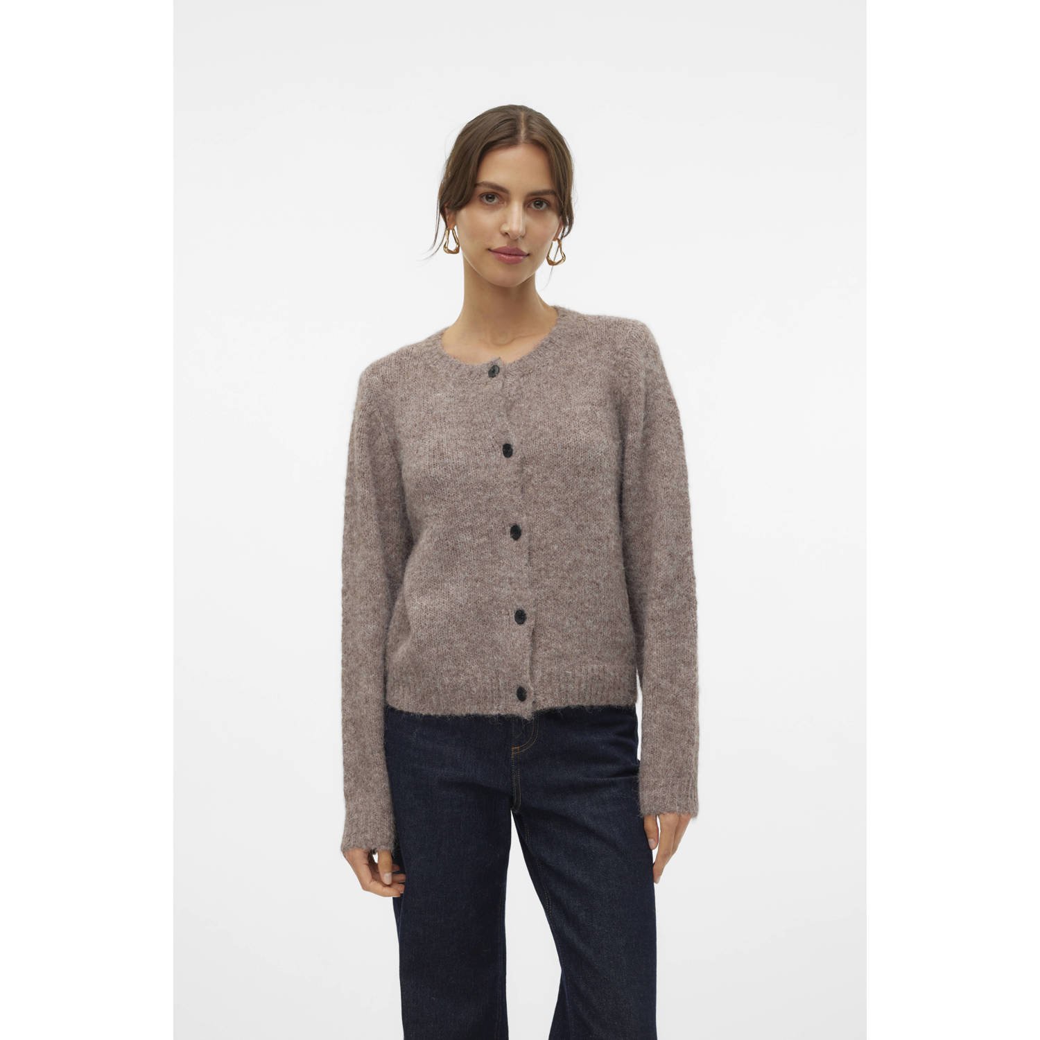 VERO MODA wollen gebreid vest lichtbruin