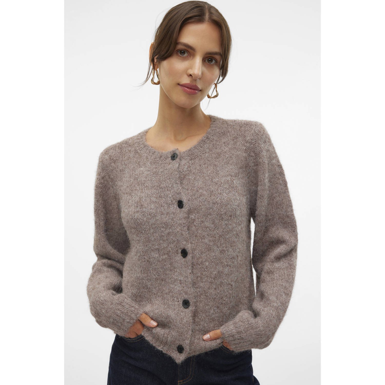 VERO MODA wollen gebreid vest lichtbruin