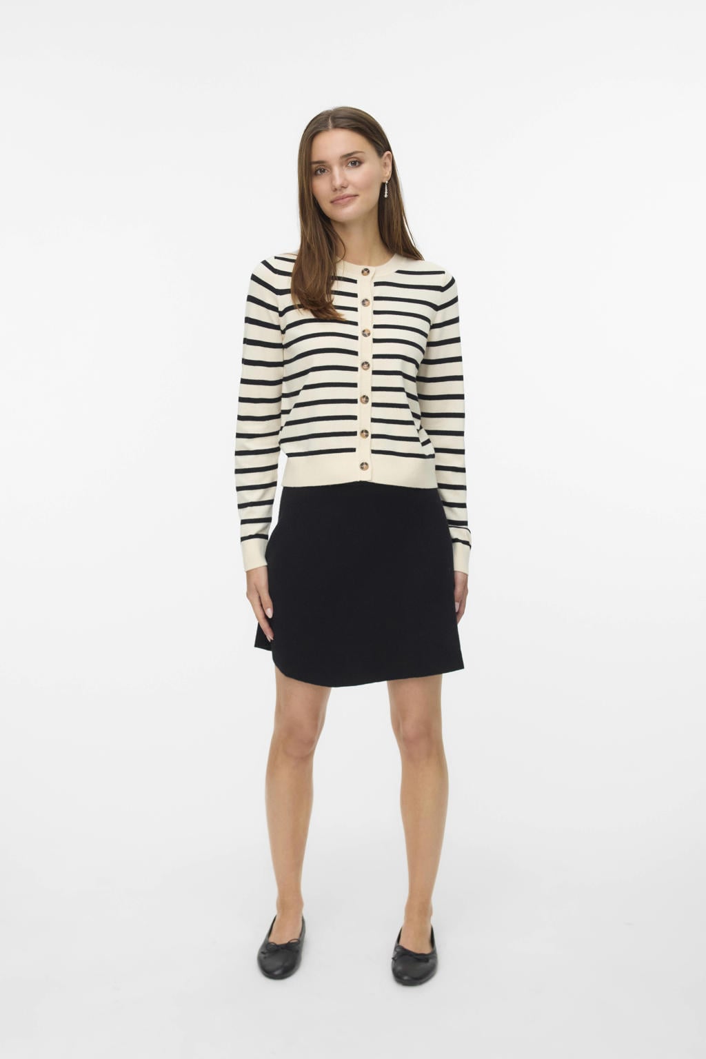 Zwarte dames VERO MODA mini rok gemaakt van viscose en met ritssluiting