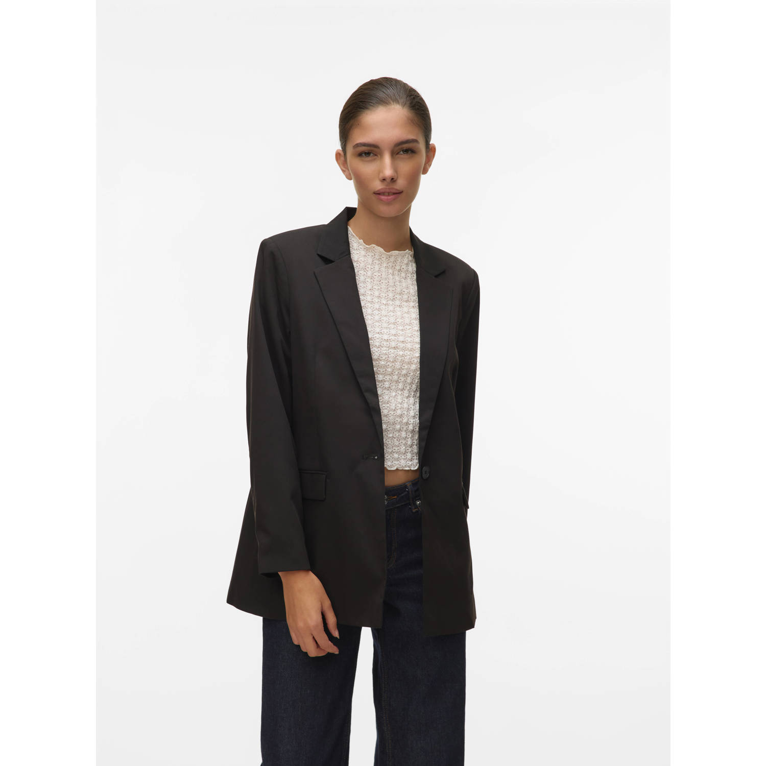 Vero Moda Relaxed fit lange blazer van viscosemix model 'NILA'