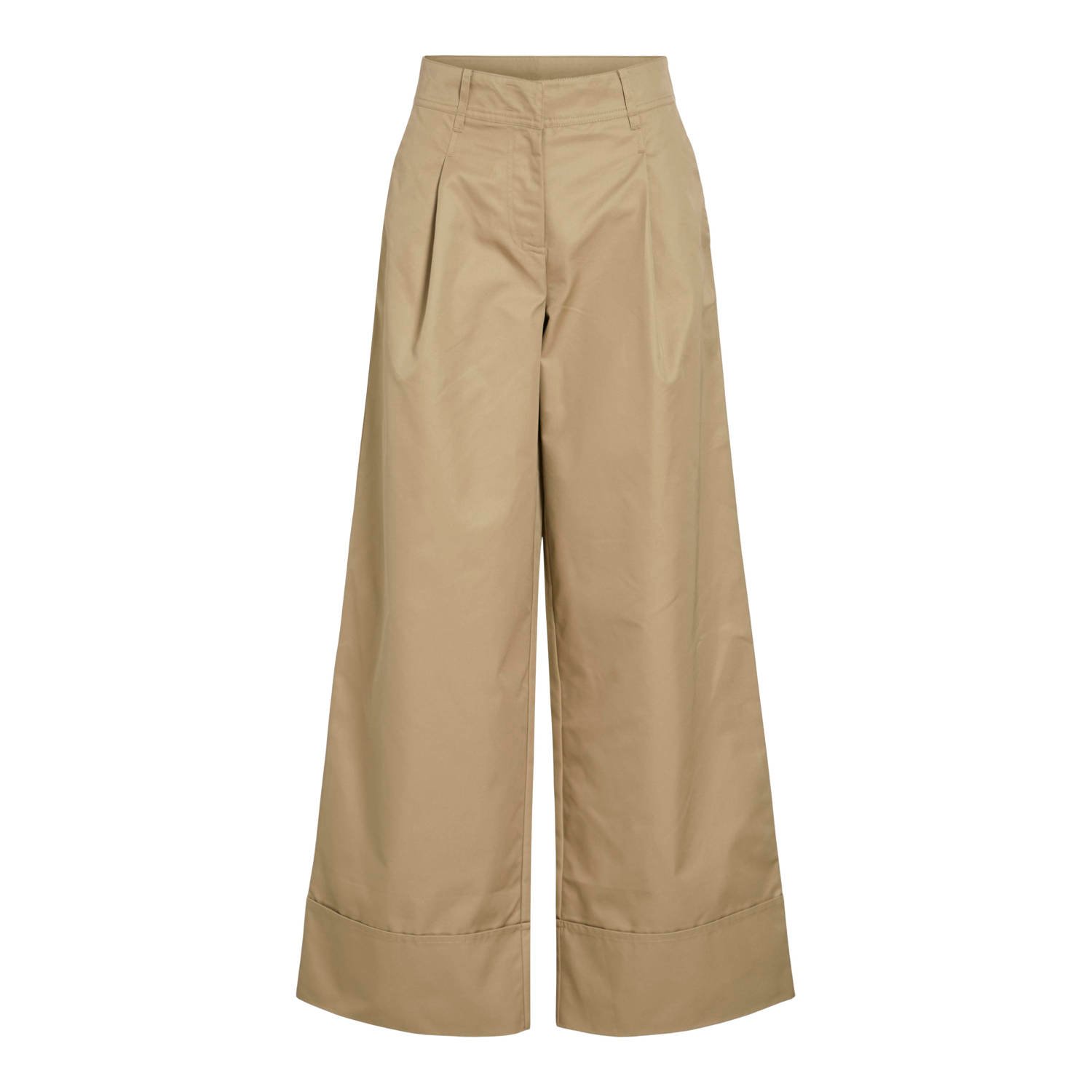 ROUGE EDIT wide leg high waist broek camel