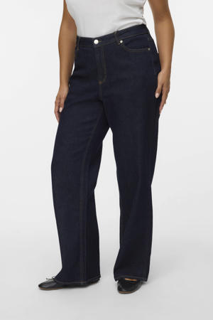 wide leg jeans dark blue denim