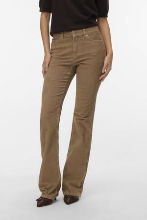 corduroy flared regular waist flared broek beige