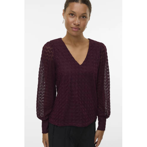 VERO MODA blousetop donkerrood afbeelding
