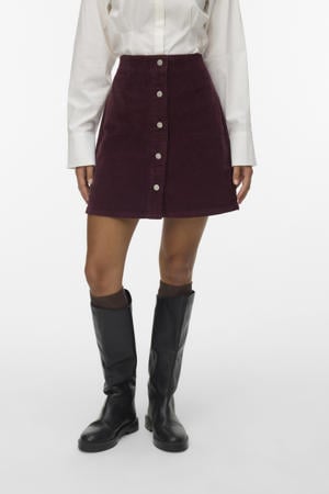 corduroy korte rok donkerrood