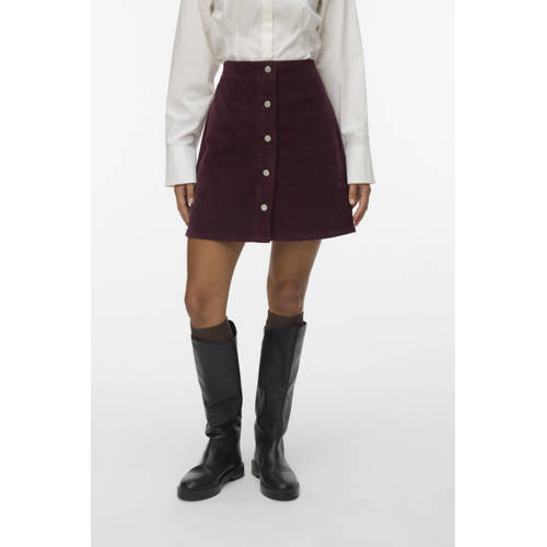 VERO MODA corduroy korte rok donkerrood afbeelding