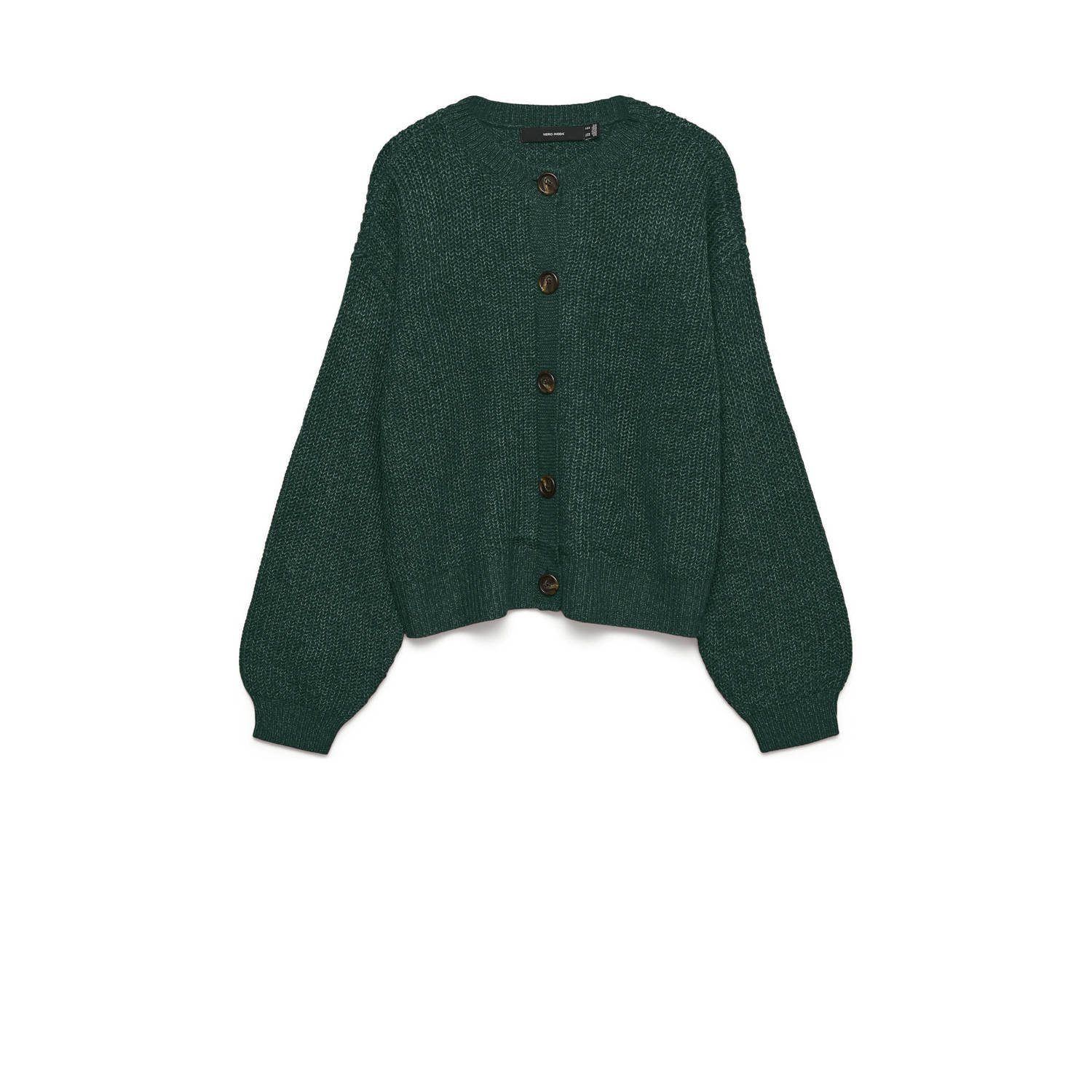 VERO MODA gebreid vest donkergroen