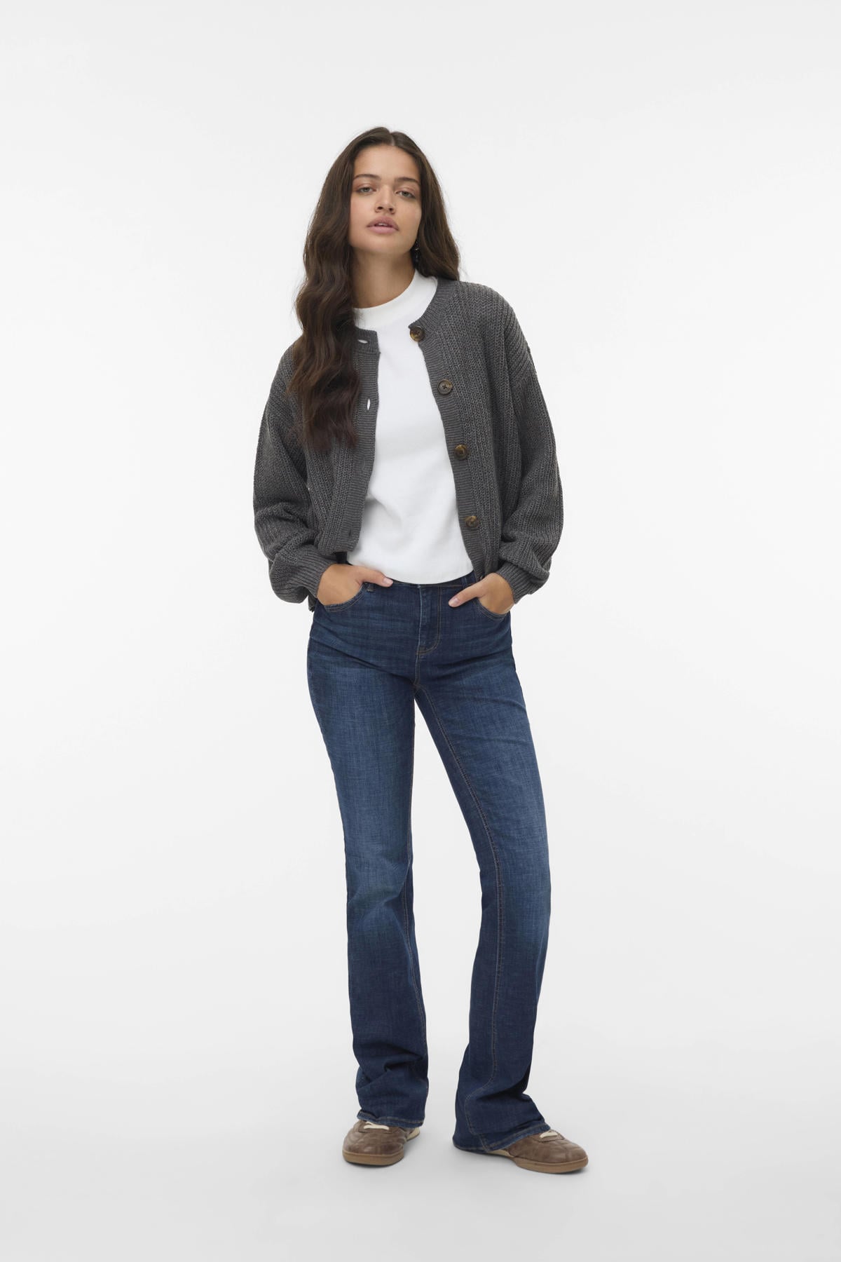 Vero Moda VMLEA gebreid damesvest, zwart, L
