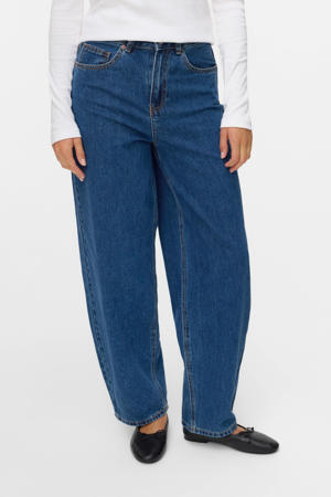 high waist barrel jeans medium blue denim
