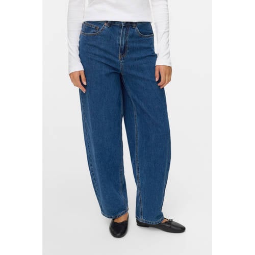 VERO MODA high waist barrel jeans medium blue denim afbeelding