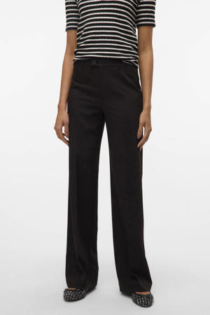 straight regular waist pantalon zwart