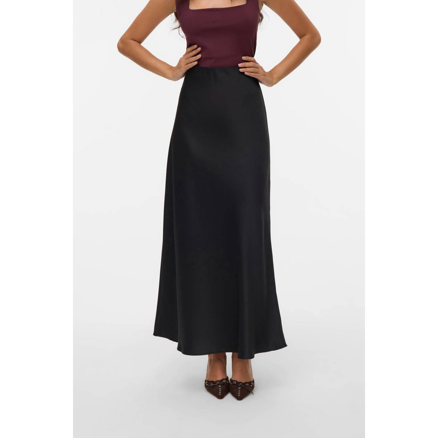 Vero Moda Uitlopende midirok met elastische band model 'MERLE'