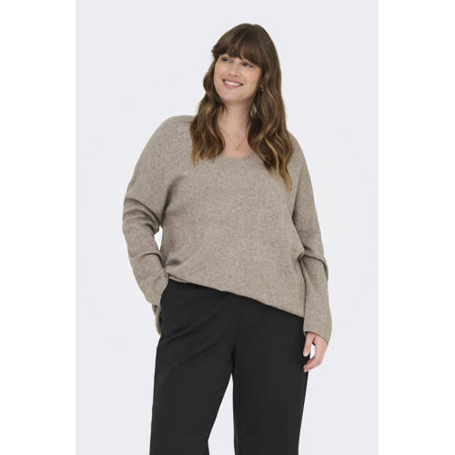 ONLY CARMAKOMA trui beige rib gebreid afbeelding