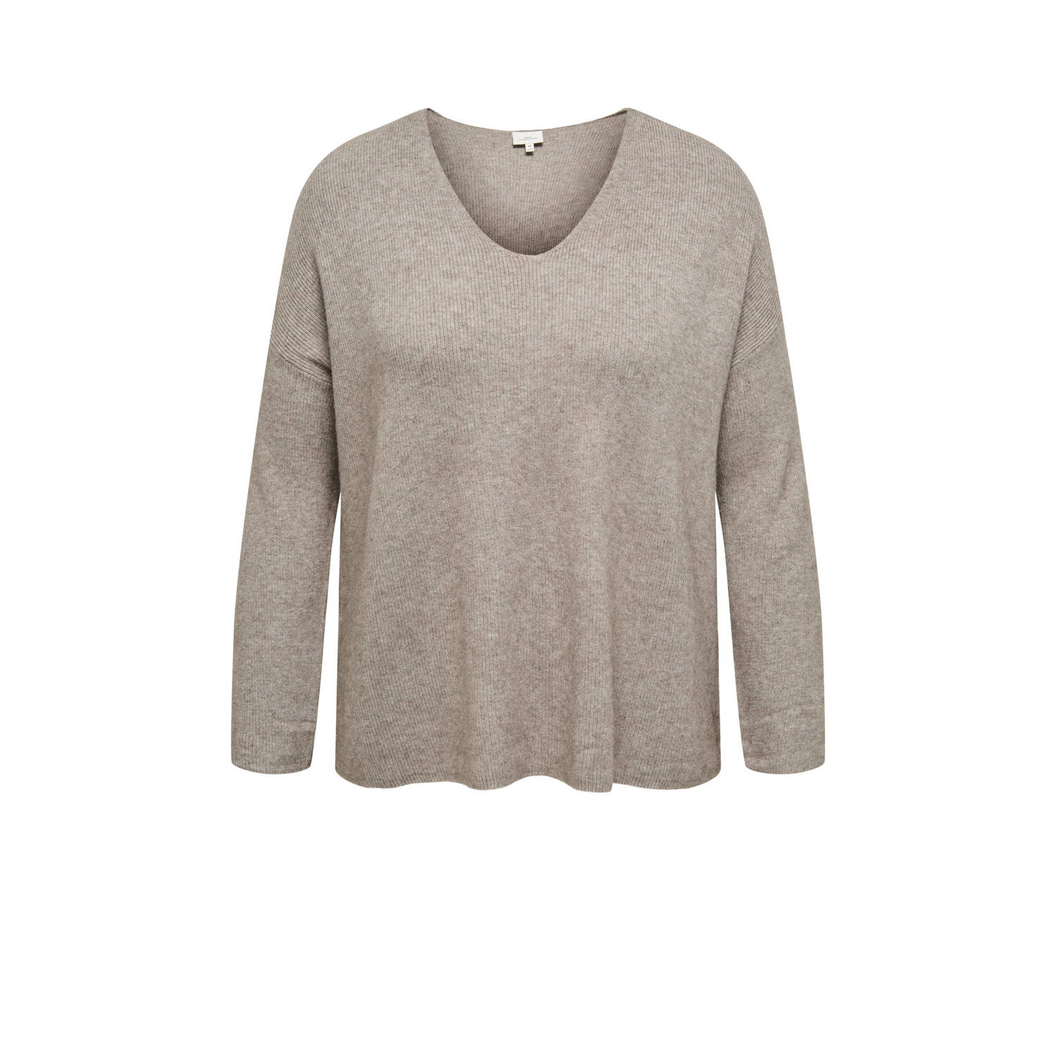 ONLY CARMAKOMA trui beige rib gebreid