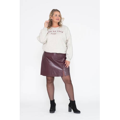 VERO MODA CURVE imitatieleren korte rok donkerrood afbeelding