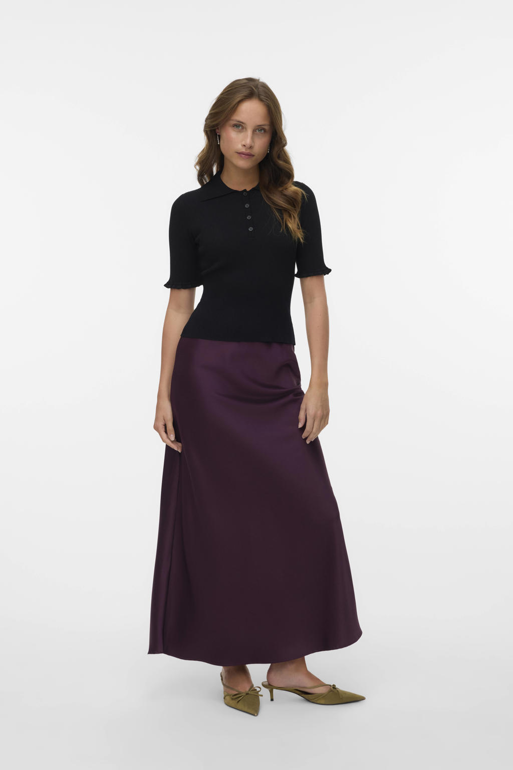 Donkerrode dames VERO MODA A-lijn rok gemaakt van polyester en met elastische tailleband