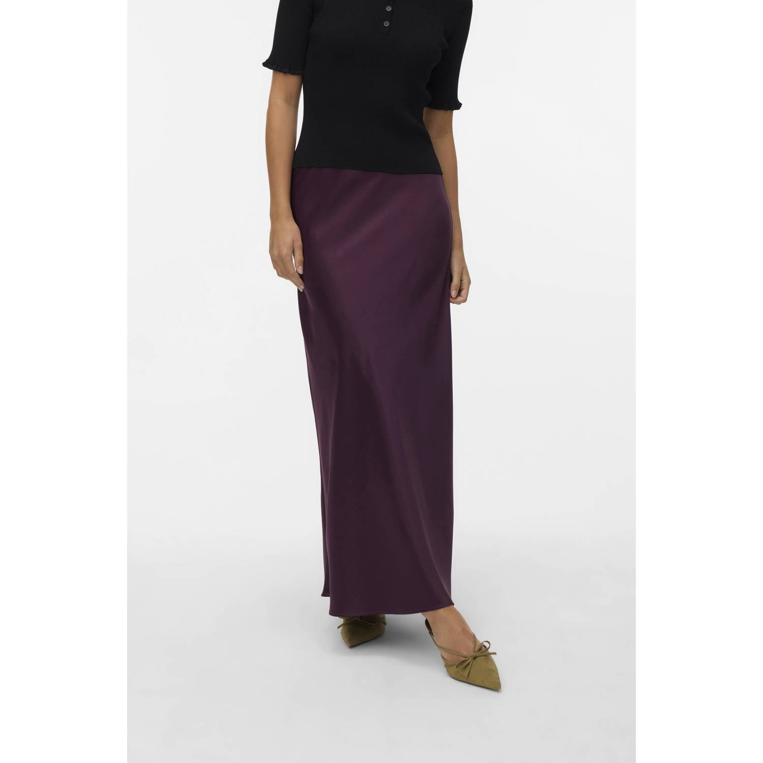 Vero Moda Uitlopende midirok met elastische band model 'MERLE'