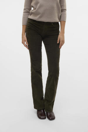 corduroy flared regular waist flared broek donkergroen