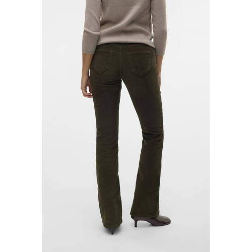 VERO MODA corduroy flared regular waist flared broek donkergroen afbeelding