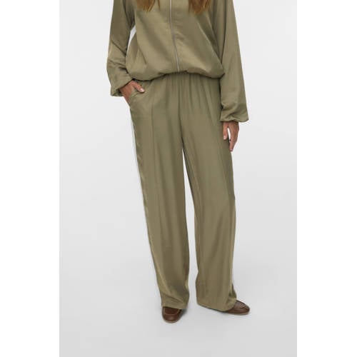 VERO MODA straight high waist casual broek lichtbruin afbeelding