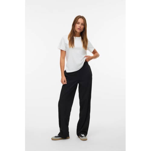 VERO MODA straight regular waist casual broek zwart afbeelding