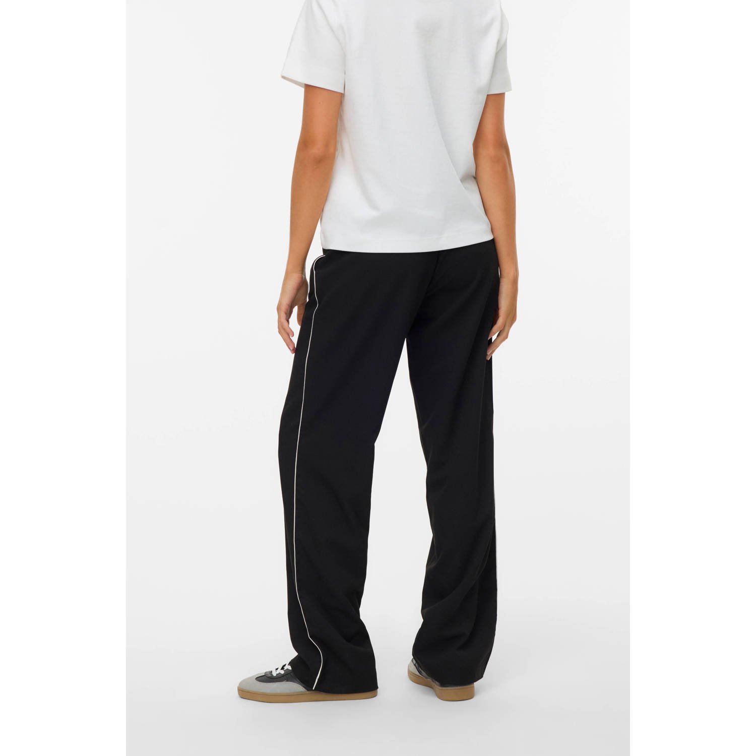 VERO MODA straight regular waist casual broek zwart