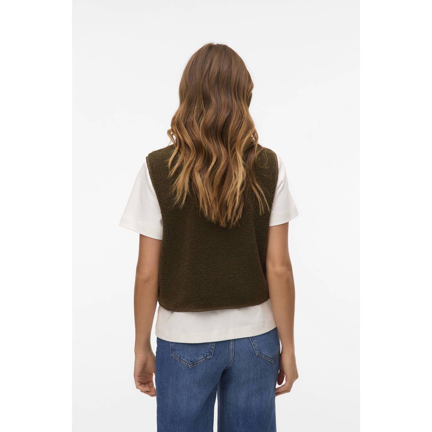 VERO MODA teddy gilet bruin
