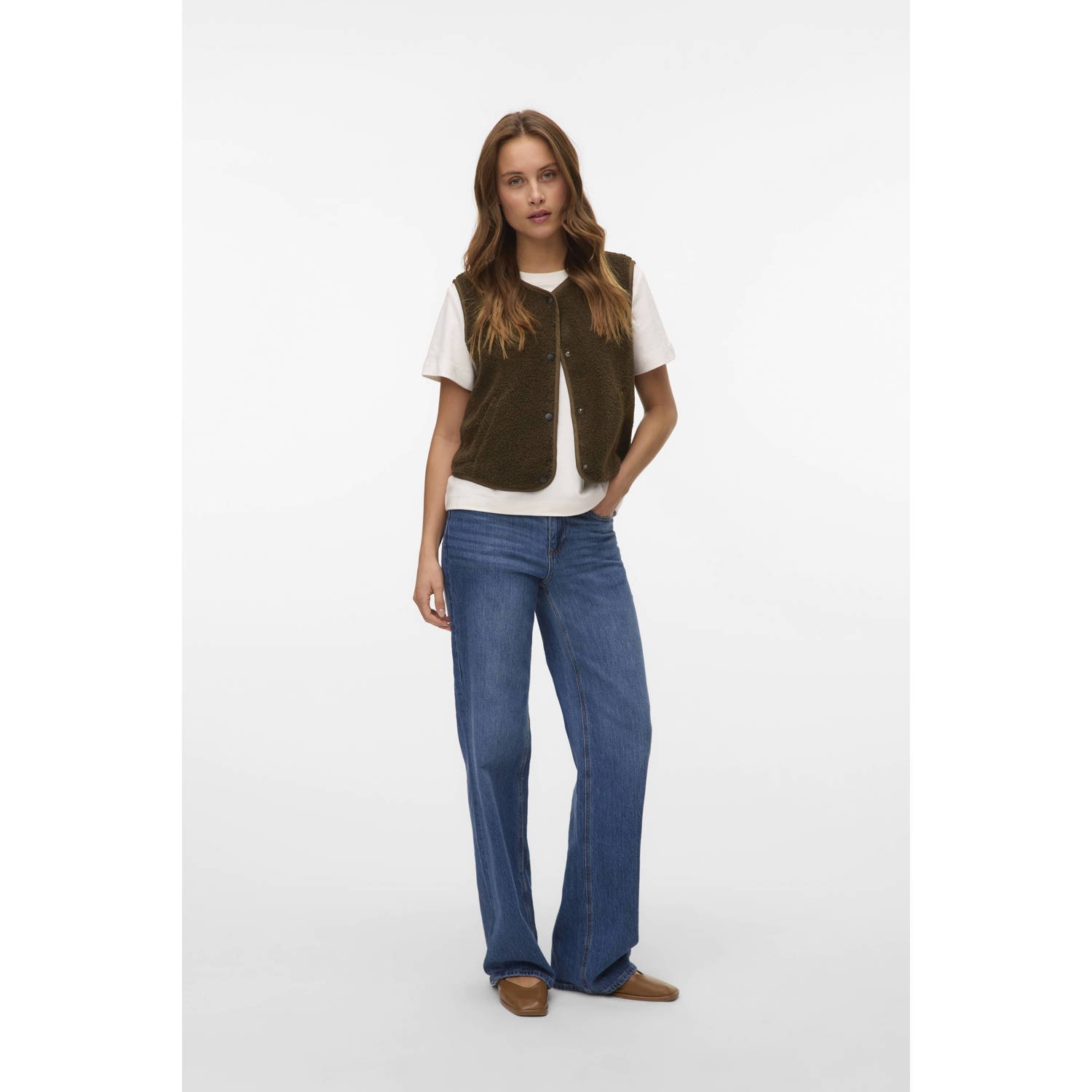 VERO MODA teddy gilet bruin