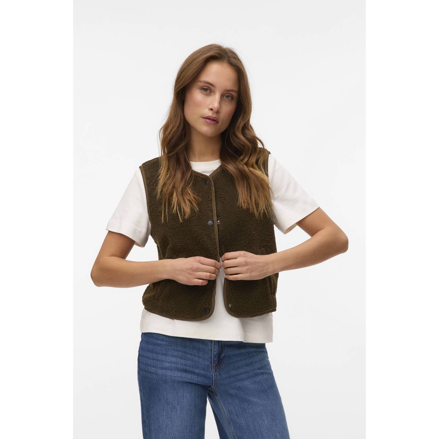 VERO MODA teddy gilet bruin