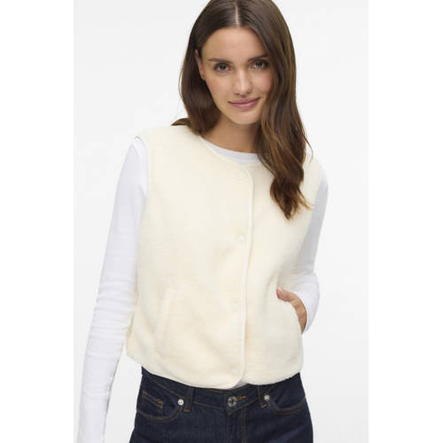 VERO MODA teddy gilet ecru afbeelding