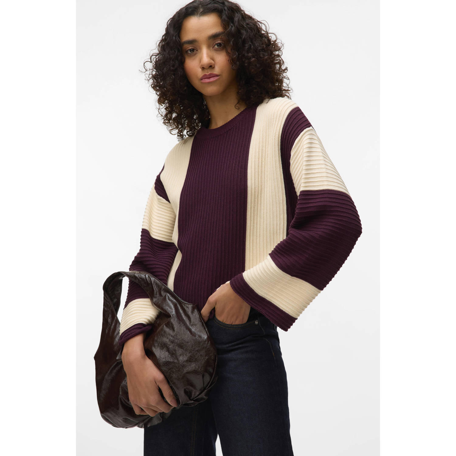 VERO MODA gebreide trui donkerrood