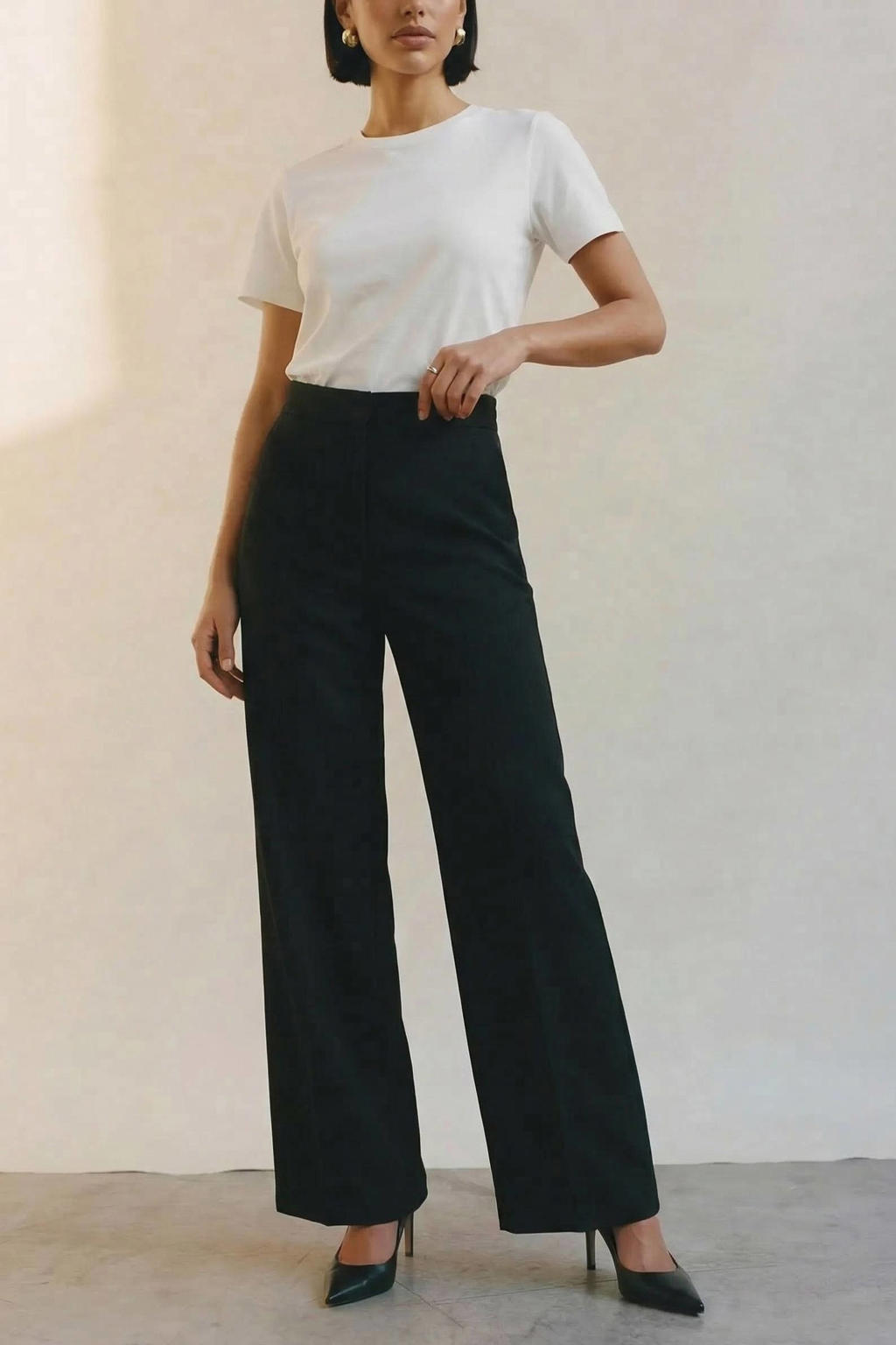 AWARE wide leg high waist broek zwart