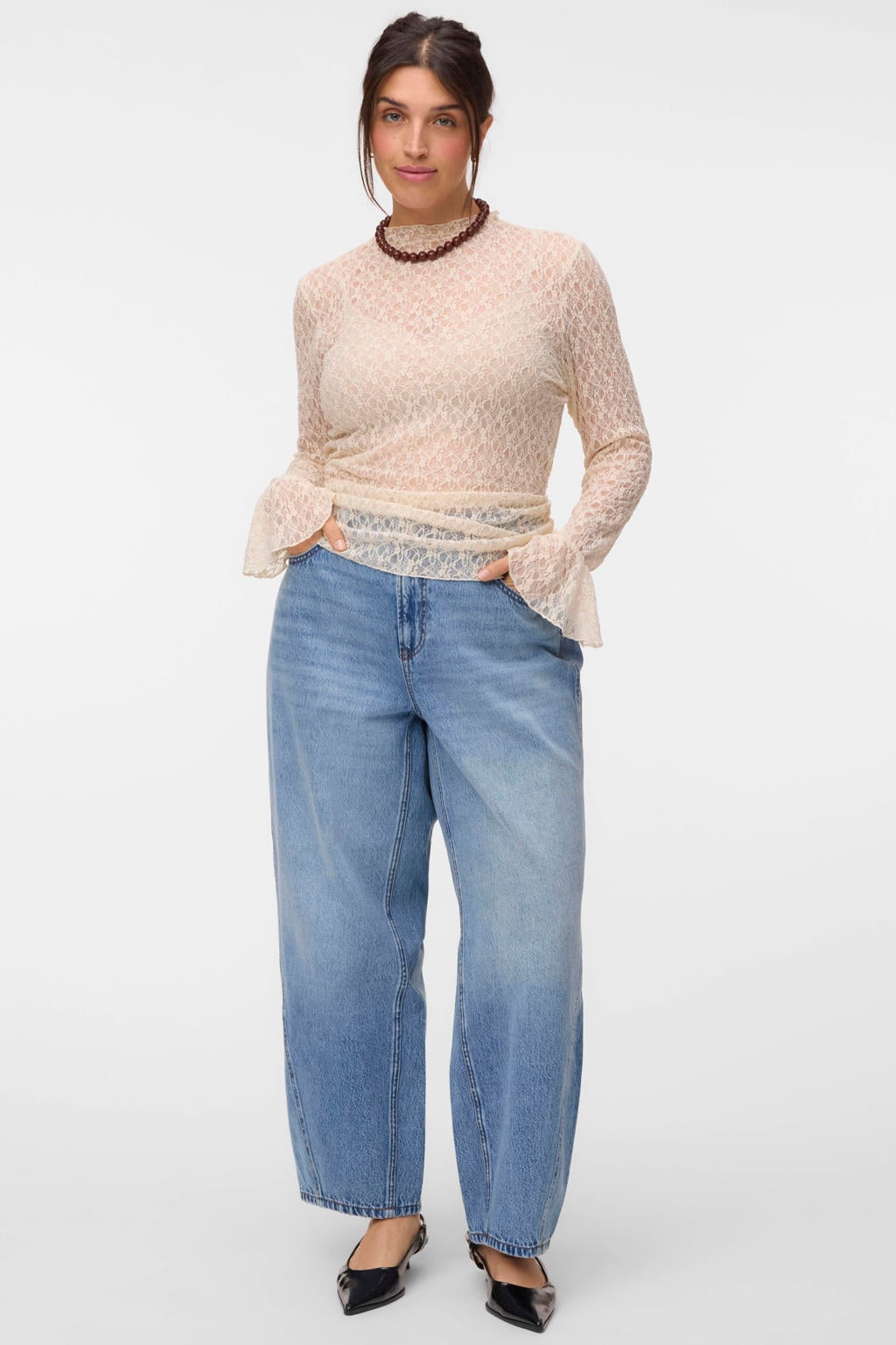 VERO MODA Curve x Wehkamp top ecru