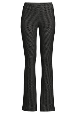jacquard flared broek met all-over print zwart/wit